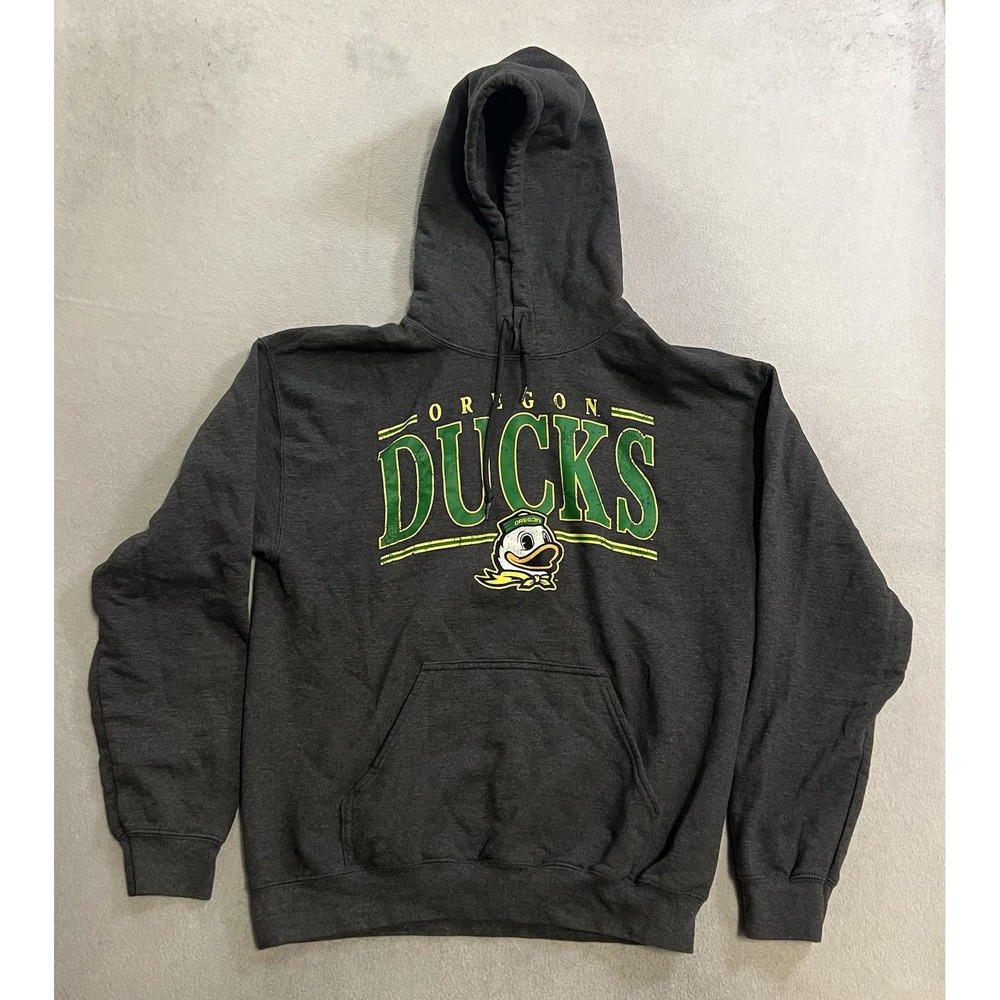 Oregon Ducks Hoodie Men's Size Medium Gray Pullover Sweatshirt Long Sleeve NCAA